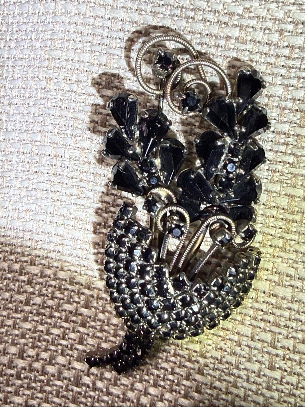 Black Crystal Floral Brooch - Women Jewelry